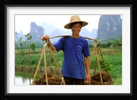 Colorful Portrait of Rice Farmer in Yangshou, China Fine Art Print