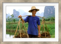 Colorful Portrait of Rice Farmer in Yangshou, China Fine Art Print