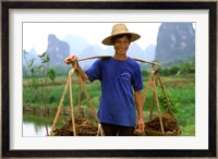 Colorful Portrait of Rice Farmer in Yangshou, China Fine Art Print