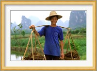 Colorful Portrait of Rice Farmer in Yangshou, China Fine Art Print