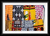Africa, Angola, Benguela. Bright colored pants for sale at local shop. Fine Art Print