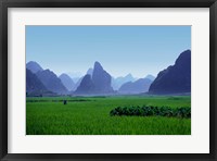 Farmland with the famous limestone mountains of Guilin, Guangxi Province, China Fine Art Print