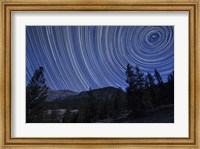 Star trails above mountain peaks near Yosemite National Park, California Fine Art Print