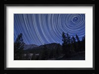 Star trails above mountain peaks near Yosemite National Park, California Fine Art Print