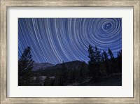 Star trails above mountain peaks near Yosemite National Park, California Fine Art Print