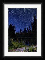 Star trails above Summit Lake in Lassen Volcanic National Park, California Fine Art Print