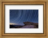 Star trails and a granite rock outcropping overlooking Anza Borrego Desert State Park Fine Art Print