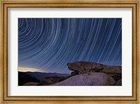 Star trails and a granite rock outcropping overlooking Anza Borrego Desert State Park Fine Art Print
