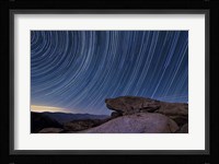 Star trails and a granite rock outcropping overlooking Anza Borrego Desert State Park Fine Art Print
