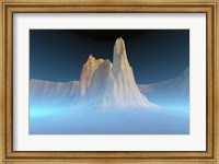 A canyon mountain is surrounded by mysterious blue mist Fine Art Print