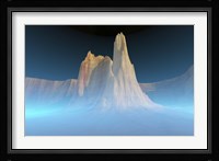 A canyon mountain is surrounded by mysterious blue mist Fine Art Print