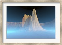 A canyon mountain is surrounded by mysterious blue mist Fine Art Print