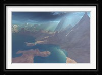 Sunrays shine down on this image of the coastline Fine Art Print