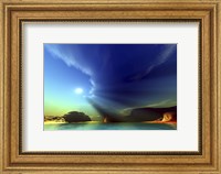 Rays from the sun shine down on this colorful seascape Fine Art Print