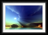 Rays from the sun shine down on this colorful seascape Fine Art Print