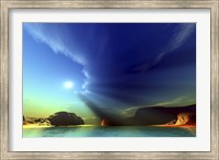 Rays from the sun shine down on this colorful seascape Fine Art Print