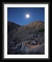 Moonlight illuminates the rugged terrain of Bow Willow Canyon, California Fine Art Print