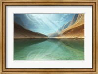 A beautiful river reflects light rays coming down from the sky Fine Art Print
