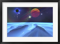 Blue Fog and Mountains on Alien Planet Fine Art Print