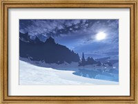 A cold winter night on this beach has a full moon Fine Art Print