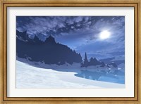 A cold winter night on this beach has a full moon Fine Art Print