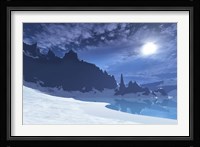 A cold winter night on this beach has a full moon Fine Art Print