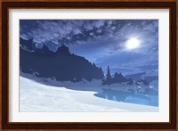 A cold winter night on this beach has a full moon Fine Art Print