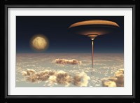 A futuristic space station hovers above the Earth Fine Art Print