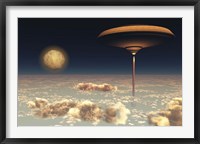 A futuristic space station hovers above the Earth Fine Art Print