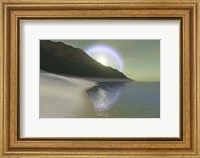 A halo surrouds the sun over this white sand beach Fine Art Print