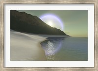 A halo surrouds the sun over this white sand beach Fine Art Print