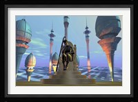 King On His Throne in Futuristic World Fine Art Print