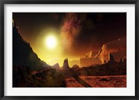 A large sun heats this alien planet which bakes in its glow Fine Art Print