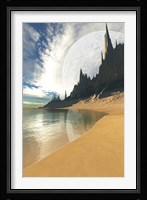 A nearby planet hovers in the sky of this cosmic planet Fine Art Print