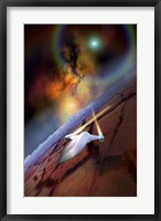 A spacecraft flys over another world Fine Art Print