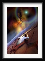 A spacecraft flys over another world Fine Art Print