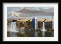 A vacation spot is threatened by an erupting volcano Fine Art Print