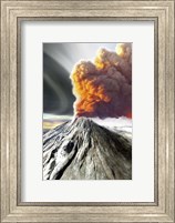 A volcano comes to life with billowing smoke Fine Art Print