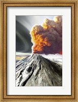 A volcano comes to life with billowing smoke Fine Art Print