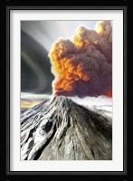A volcano comes to life with billowing smoke Fine Art Print