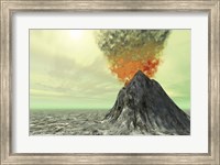 A volcano comes to life with smoke, ash and fire Fine Art Print