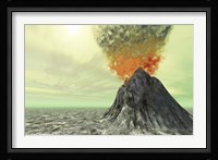 A volcano comes to life with smoke, ash and fire Fine Art Print