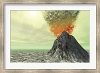 A volcano comes to life with smoke, ash and fire Fine Art Print