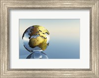 A world globe showing the continents of Europe, Middle East and Africa Fine Art Print