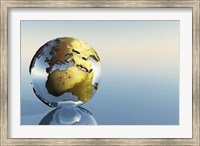 A world globe showing the continents of Europe, Middle East and Africa Fine Art Print
