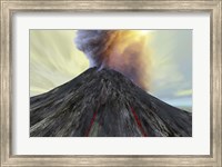 An active volcano belches smoke and ash into the sky Fine Art Print