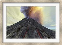 An active volcano belches smoke and ash into the sky Fine Art Print