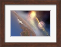 Cosmic image of solar flares hiting the moon Fine Art Print