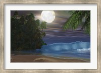 Moonlight shines down on the beach during the night of a full moon Fine Art Print