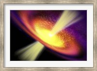 Powerful streams of energy spew out of a black hole in the middle of a galaxy Fine Art Print